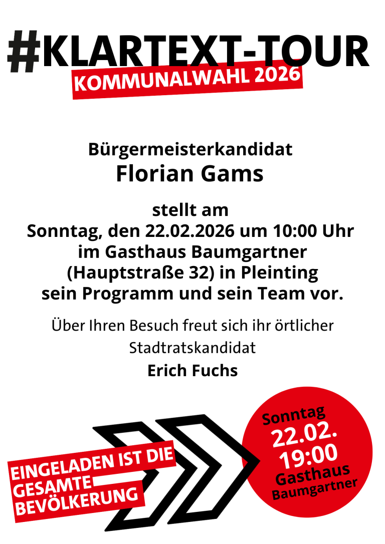 Ankündigung Pleinting